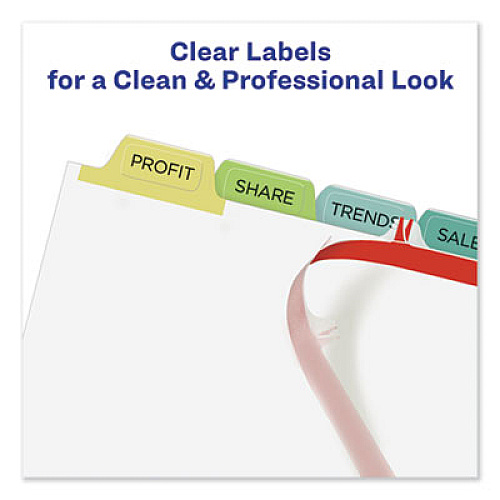 Avery Print and Apply Index Maker Clear Label Dividers, 8-Tab, Color Tabs, 11 x 8.5, White, Contemporary Color Tabs, 25 Sets (11993)