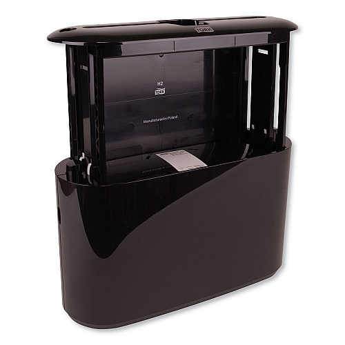 Tork Xpress Countertop Multifold Hand Towel Dispenser, Black, H2-302028 + Tork Multifold Hand Towel, White, H2, 100% Recycled Fibers, 1-Ply, 100% Recycled Fibers, 1-Ply, 16 x 250 Sheets