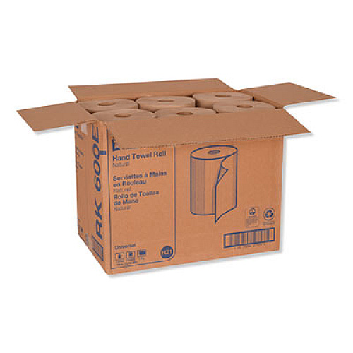 Tork Universal Hardwound Roll Towel, 1-Ply, 7.88" x 600 ft, Natural, 12/Carton (RK600E)