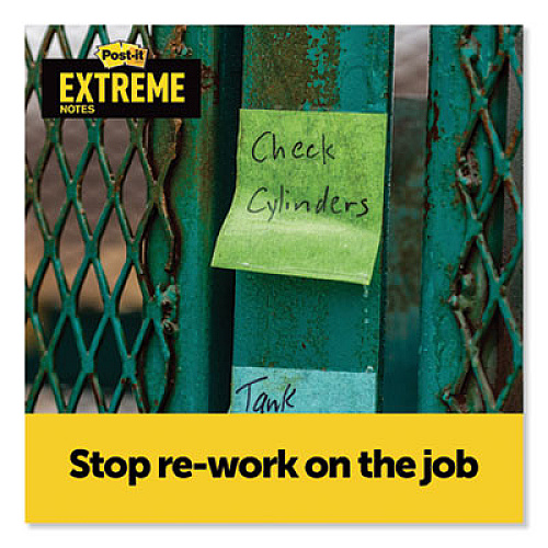 Post-it Extreme Notes Water-Resistant Self-Stick Notes, Green, 3" x 3", 45 Sheets, 12/Pack (XTRM3312TRYG)