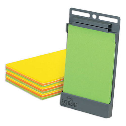 Post-it Extreme Notes XL Notes with Extreme Flat Pad Holder, 4.5" x 6.75", Assorted Colors, 25 Sheets/Pad, 9 Pads/Pack (XT4569PHOLD)