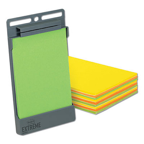 Post-it Extreme Notes XL Notes with Extreme Flat Pad Holder, 4.5" x 6.75", Assorted Colors, 25 Sheets/Pad, 9 Pads/Pack (XT4569PHOLD)