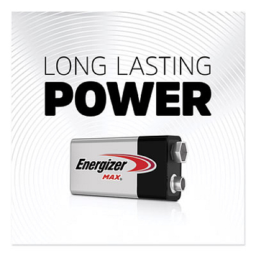 Energizer MAX Alkaline 9V Batteries, 2/Pack For Multipurpose - 9V - 595 mAh - 9 V DC - 2 / Pack (522BP2)