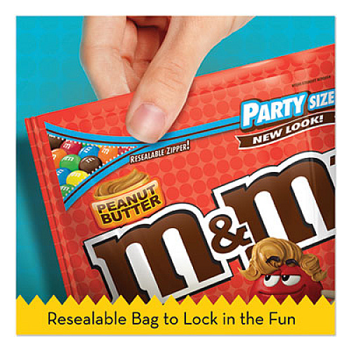 M&M's Chocolate Candies, Peanut Butter, 38 oz Resealable Bag (55085)