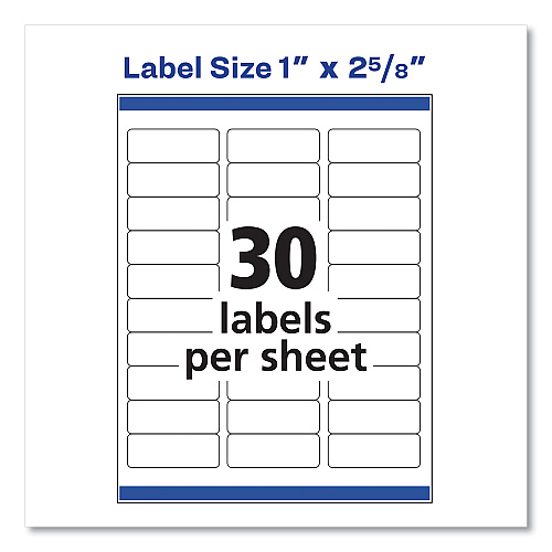 Avery Easy Peel White Address Labels w/ Sure Feed Technology, Inkjet Printers, 1 x 2.63, White, 30/Sheet, 25 Sheets/Pack (8160) - 2 Pack