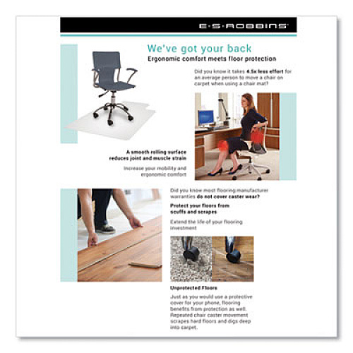 EverLife Workstation Chair Mat for Hard Floors, With Lip, 66 x 60, Clear