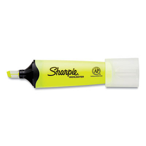 Sharpie Clearview Tank-Style Highlighter, Yellow Ink, Chisel Tip, Yellow/Black/Clear Barrel, 3/Pack (1904613)