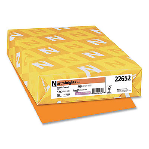 Astrobrights Color Paper, 24 lb Bond Weight, 8.5 x 14, Cosmic Orange, 500/Ream (22652)