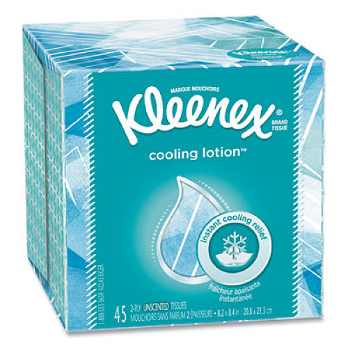 Kleenex Cool Touch Facial Tissue, 2-Ply, White, 45 Sheets/Box, 27 Boxes/Carton (50140)