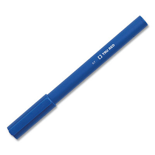 TRU RED Quick Dry Gel Pen, Stick, Medium 0.7 mm, Blue Ink, Blue Barrel, Dozen (24377021)