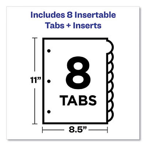 Avery Insertable Big Tab Dividers, 8-Tab, Double-Sided Gold Edge Reinforcing, 11 x 8.5, Buff, Assorted Tabs, 1 Set (23284)