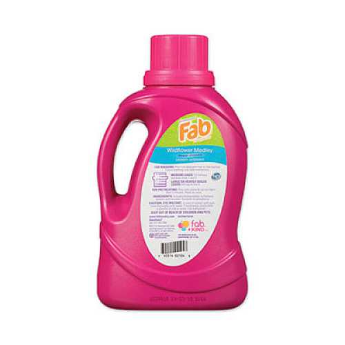 Fab Laundry Detergent Liquid, Wildflower Medley (Flower Showers), 40 Loads, 60 oz Bottle, 6/Carton (FABBB35)