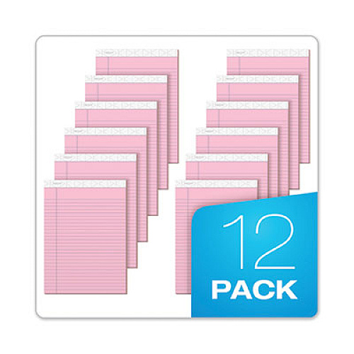 Prism + Colored Writing Pads, Wide/Legal Rule, 50 Pastel Pink 8.5 x 11.75 Sheets, 12/Pack