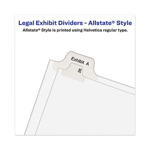 Avery-Style Preprinted Legal Side Tab Divider, 26-Tab, Exhibit R, 11 x 8.5, White, 25/Pack, (1388) 1 Printed Tab(s) - Character - R - 8.5" Divider Width x 11" Divider Length - Letter - White Paper Divider - Paper Tab(s) - 20% Recycled - Reinforced (01388)