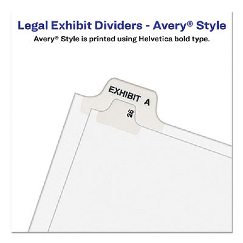 Avery-Style Preprinted Legal Bottom Tab Divider, 26-Tab, Exhibit E, 11 x 8.5, White, 25/PK (11944)