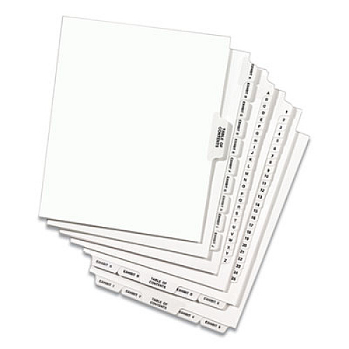 Avery-Style Preprinted Legal Bottom Tab Divider, 26-Tab, Exhibit E, 11 x 8.5, White, 25/PK (11944)