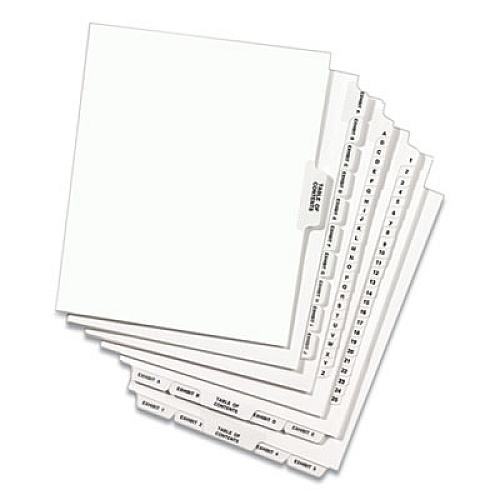 Avery-Style Preprinted Legal Bottom Tab Dividers, 26-Tab, Exhibit L, 11 x 8.5, White, 25/Pack 25 x Divider(s) - Bottom Tab(s) - Exhibit L - 1 Tab(s)/Set - 8.5" Divider Width x 11" Divider Length - Letter - 8.50" Width x 11" Length - White Paper Di (12385)