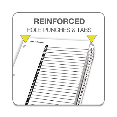 Cardinal OneStep Printable Table of Contents and Dividers, 26-Tab, A to Z, 11 x 8.5, White, White Tabs, 1 Set (60213)