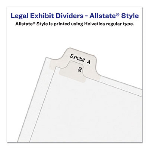 Avery Preprinted Legal Exhibit Side Tab Index Dividers, Allstate Style, 10-Tab, 24, 11 x 8.5, White, 25/Pack 25 x Divider(s) - Side Tab(s) - 24 - 1 Tab(s)/Set - 8.5" Divider Width x 11" Divider Length - Letter - 8.50" Width x 11" Length - Paper Di (82222)