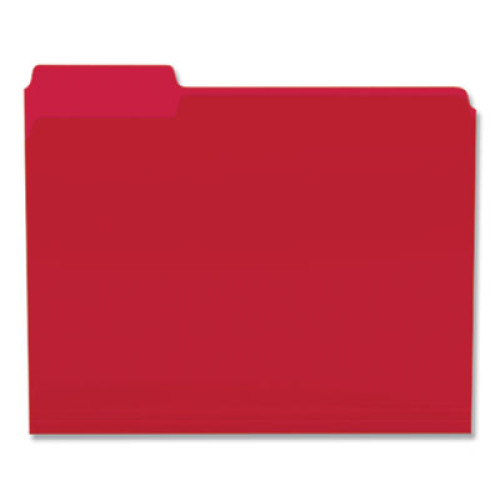 TRU RED Heavyweight Plastic File Folders, 1/3Cut Tabs, Letter Size