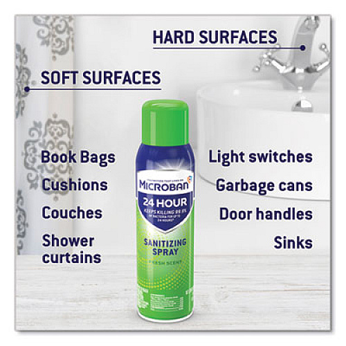 Microban 24-Hour Disinfectant Sanitizing Spray, Fresh Scent, 12.5 oz Aerosol Spray, 6/Carton (48774)
