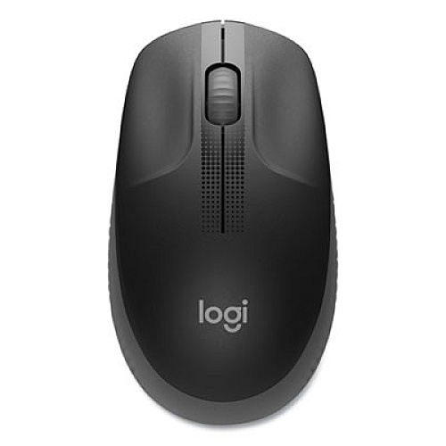 Logitech M190 Wireless Optical Mouse, 2.4 GHz Frequency/33 ft Wireless Range, Left/Right Hand Use, Black/Gray (910005901)