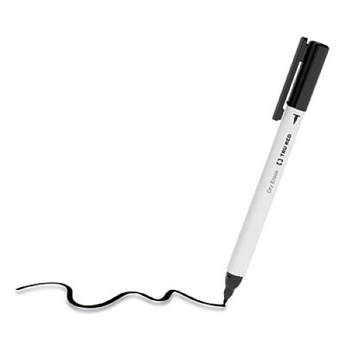 TRU RED Dry Erase Marker, Pen-Style, Extra-Fine Bullet Tip, Black, Dozen (24402806)