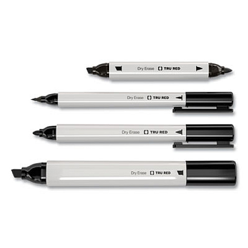 TRU RED Dry Erase Marker, Pen-Style, Extra-Fine Bullet Tip, Black, Dozen (24402806)