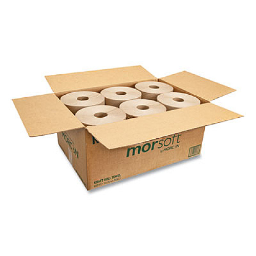 Morsoft&reg; Hardwound Roll Towels, 1-Ply, 10" x 800 ft, Kraft, 6 Rolls/Carton (R106)