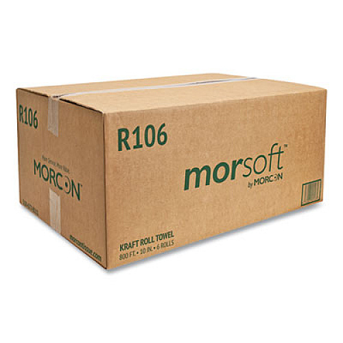 Morsoft&reg; Hardwound Roll Towels, 1-Ply, 10" x 800 ft, Kraft, 6 Rolls/Carton (R106)