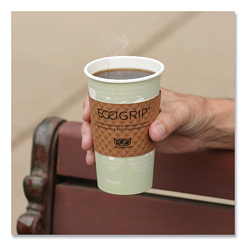 Eco-Products EcoGrip Hot Cup Sleeves - Renewable and Compostable, Fits 12, 16, 20, 24 oz Cups, Kraft, 1,300/Carton (EG2000) - 2 Pack