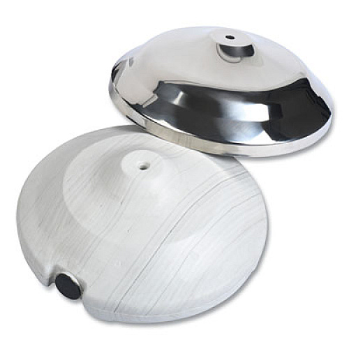 Tatco Crowd Control Bases, Chrome, 12" Diameter, Silver, 2/Box Stainless Steel Post - Black Rope Attachment - Chrome - 2 / Box (11001)
