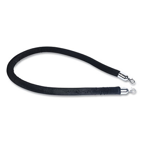 Tatco Crowd Control Rope, Velour, 6 ft, Black Chrome Plated Post - 72" Black Rope Attachment - Black - 1 Each (11116)