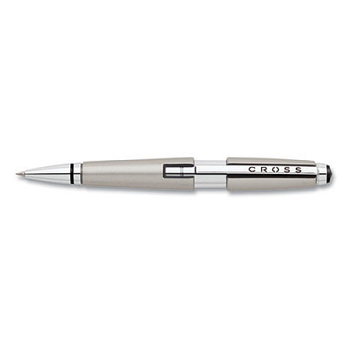 Cross Edge Retractable Gel Pen Gift Box, Medium 0.7mm, Black Ink, Titanium Barrel (AT05555)