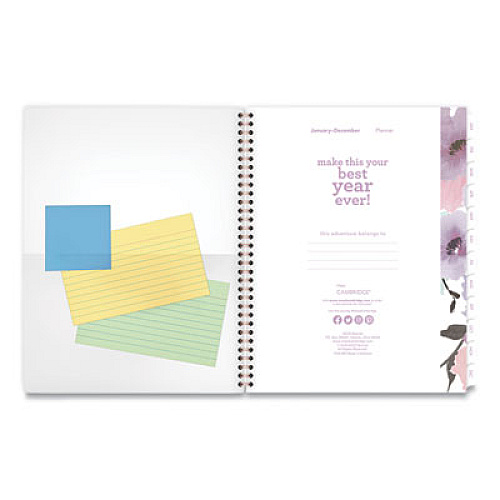 Cambridge Mina Weekly/Monthly Planner, Floral Artwork, 11 x 8.5, White/Violet/Peach Cover, 12-Month (Jan to Dec): 2026 (1134905)