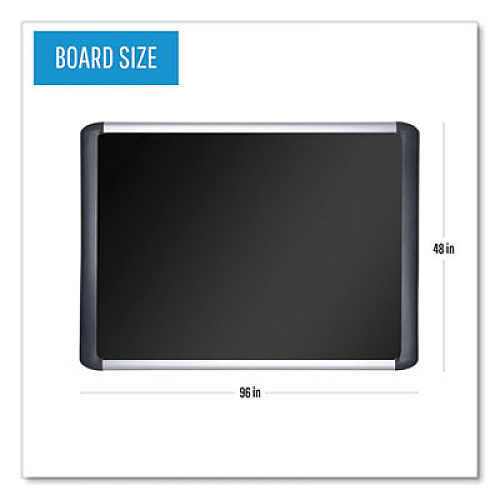 MasterVision Soft-touch Bulletin Board, 96 x 48, Black Fabric Surface, Aluminum/Black Aluminum Frame (MVI210301)