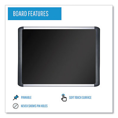 MasterVision Soft-touch Bulletin Board, 96 x 48, Black Fabric Surface, Aluminum/Black Aluminum Frame (MVI210301)
