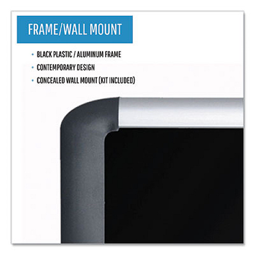 MasterVision Soft-touch Bulletin Board, 96 x 48, Black Fabric Surface, Aluminum/Black Aluminum Frame (MVI210301)