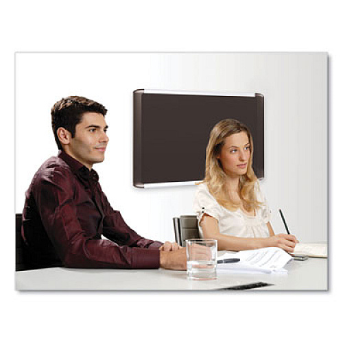 MasterVision Soft-touch Bulletin Board, 96 x 48, Black Fabric Surface, Aluminum/Black Aluminum Frame (MVI210301)