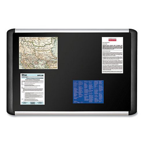 MasterVision Soft-touch Bulletin Board, 96 x 48, Black Fabric Surface, Aluminum/Black Aluminum Frame (MVI210301)
