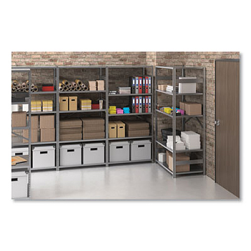 Closed Commercial Steel Shelving, Five-Shelf, 36w x 12d x 75h, Medium Gray