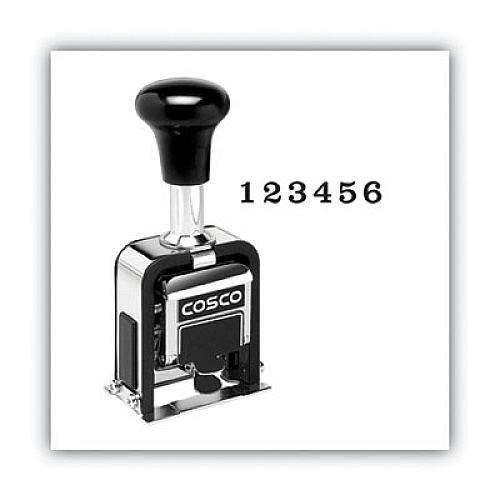 Automatic Numbering Machine, 6 wheels, Self-Inking, Black 0.75 x 0.25