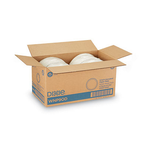 Dixie White Paper Plates, 9" dia, 250/Pack, 4 Packs/Carton (WNP9OD)