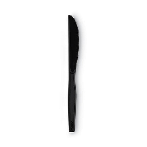 Dixie Plastic Tableware, Heavy Mediumweight Knives, Black, 100/Box (KM507)
