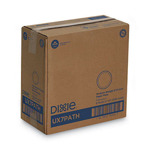 Pathways Soak-Proof Shield Mediumweight Paper Plates, 6.88" dia, Green/Burgundy, 125/Pack, 8 Packs/Carton