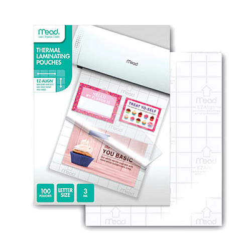Mead EZAlign Thermal Laminating Pouches, 3 mil, 9" x 11.5", Gloss Clear, 100/Pack (39029)
