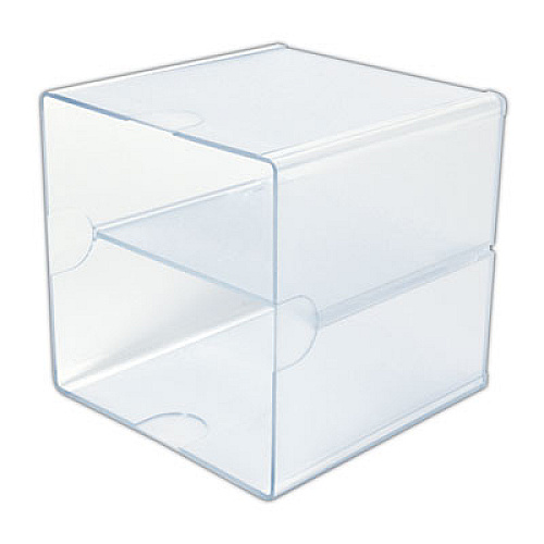 Deflecto Stackable Cube Organizer, Divided, 2 Compartments, Plastic, 6 x 6 x 6, Clear (350701)