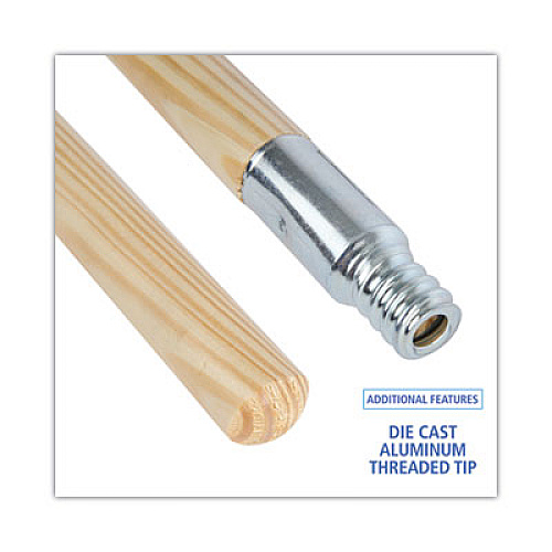 Boardwalk&reg; Metal Tip Threaded End Wood Broom Handle, 60" (BWK136)
