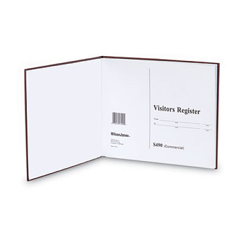 Wilson Jones Visitor Register Book, 5 Column Format, Red Cover, 10.5 x 8.5 Sheets, 112 Sheets/Book (S490)