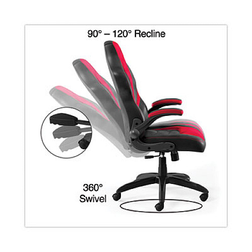 Emerge Vortex Bonded Leather Gaming Chair, Supports Up to 301 lbs, 17.9" to 21.6" Seat Height, Red/Black Back, Black Base (51465)